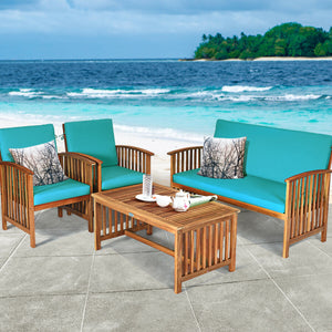 Made of premium acacia wood  the whole frame is sturdy and not easy to crack or deform. Â  All the single chairs and loveseat are equipped with soft and high-resilient cushion for seat and backrest. You will get excellent comfort if you sit on the sofa. I