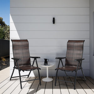 This folding rattan chair is perfect for indoor or outdoor leisure time with your family or friends in backyard  garden  poolside and more. Â  Made of high-standard steel frame with powder-coated finish  this chair has high stability and strong durability
