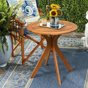 Crafted with solid wood  the frame of table is sturdy and can be used for long time. And the legs of the table are designed like X-shape which also adds stability of the table. Â  With varnish on the surface  the side table is waterproof and scratch-resis
