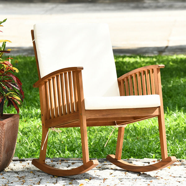 Comfortable and safe rocking function<br>Sturdy solid wood frame for long time use<br>Soft and thick cushions add comfort to your hip and legs<br>Armrest in suitable height to rest your arm and hand<br>Cover of cushion with zipper can be removed easily fo