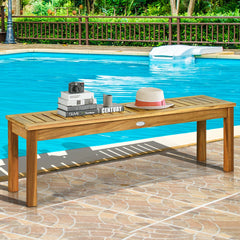 Solid acacia wood for durability and long service life Hollow slat design for great ventilation and prevent water accumulation Solid and thick legs provide stability and avoid shaking Stable base ensures security and high load bearing of 700 lbs Well matc