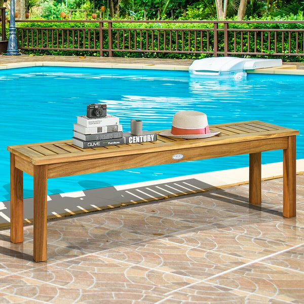 Solid acacia wood for durability and long service life Hollow slat design for great ventilation and prevent water accumulation Solid and thick legs provide stability and avoid shaking Stable base ensures security and high load bearing of 700 lbs Well matc