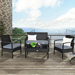 Made of sturdy and solid steel frame with all weather PE rattan  this patio rattan furniture set can keep stability and durability for long time use. Â  Breathable and soft cushions will hold you comfortably and the cover of cushion can be removed with sm