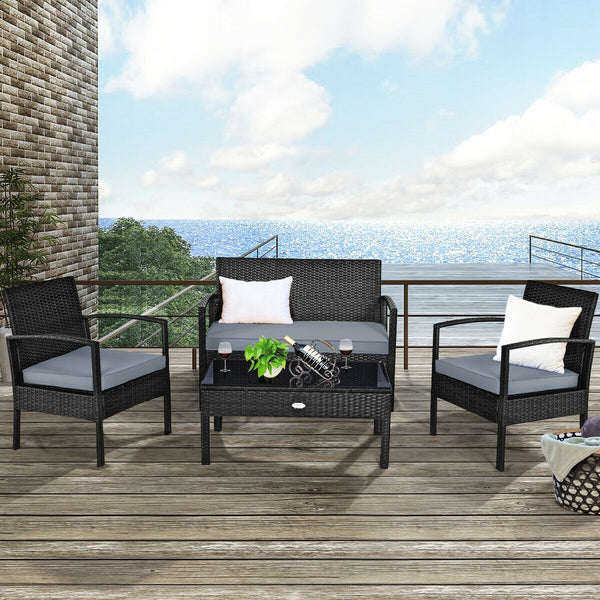 Made of sturdy and solid steel frame with all weather PE rattan  this patio rattan furniture set can keep stability and durability for long time use. Â  Breathable and soft cushions will hold you comfortably and the cover of cushion can be removed with sm