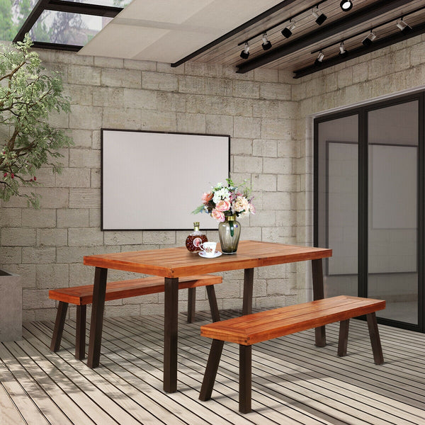 Â Acacia wood and steel materials ensure long time use<br>Â The surface of the table is waterproof and not to be scratched easily<br>Â 2â€ diameter umbrella hole with cover can be sealed again for a complete table<br>Â Widely used in the living room  gar