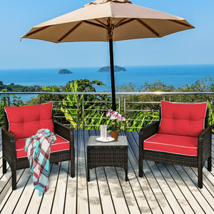 Made of high-quality PE rattan with strong toughness  it is not easy to break<br>Sturdy metal frame structure with superior load-bearing performance<br>A soft sponge filled cushions  comfortable and breathable<br>The thick tempered glass tabletop is sturd