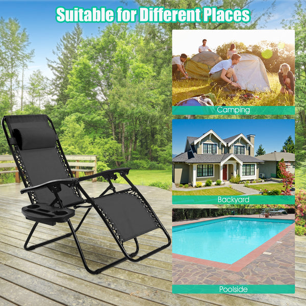 Strong double bungee ropes and rustproof frame ensure a long-time use <br>Adjustable padded pillow for both headrest and lumbar support <br>Add extra stability with reinforced triangular structure and non-slip foot pads <br>Designed with a locking system 
