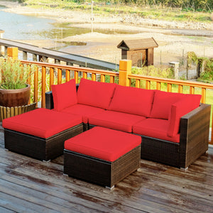 Sturdy steel structure provides strong stability and large bearing capacity<br>Durable and weather-resistant PE rattan provides a long service life<br>Lofty sponge padded seat and back cushions for more comfort and relaxation<br>Removable cushion cover wi