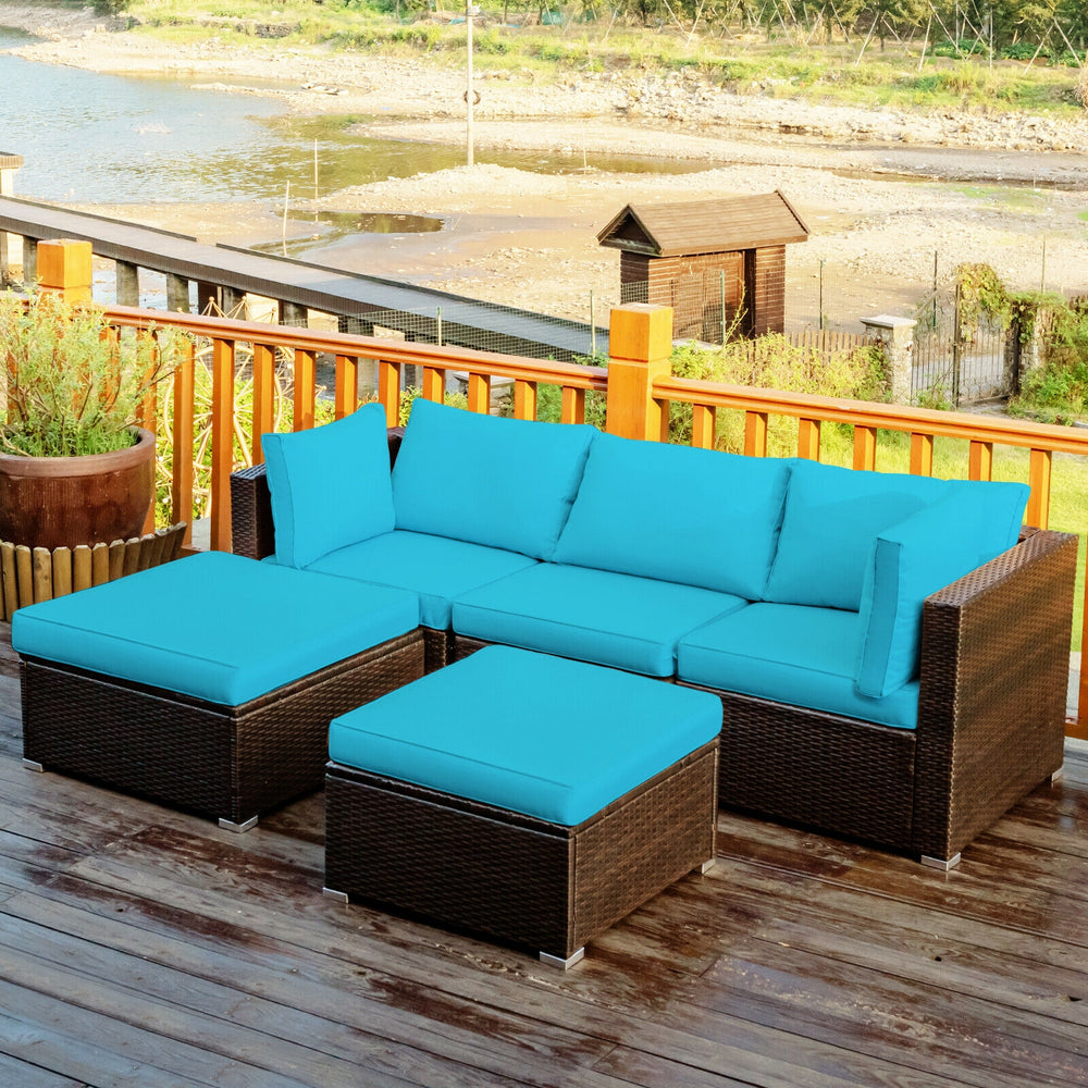 Sturdy steel structure provides strong stability and large bearing capacity<br>Durable and weather-resistant PE rattan provides a long service life<br>Lofty sponge padded seat and back cushions for more comfort and relaxation<br>Removable cushion cover wi