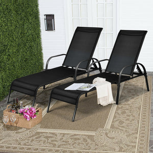 Don't leave the lounge chairs outside in raining days for prolonging its' using life <br>Made of Sun-proof and breathable fabric for long-lasting use <br>Powder coated steel frame provides sturdy support <br>Thick legs and anti-slip pads provide extra sta
