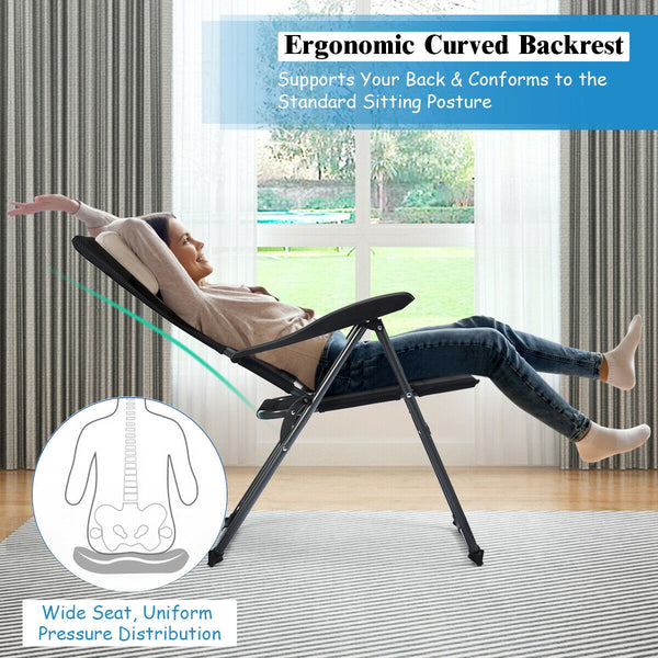 Made of steel frame and oxford fabric  this foldable sling chair can hold up to 300 lbs. Â  And the sponge design enhances its comfort for cozy sitting experience. Different from the traditional chairs  the backrest of this foldable chair can be adjusted 