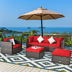 Durable rattan and sturdy steel materials are used to ensure a long lifespan <br>Thick and soft cushions for comfortable (pillows not included) <br>Removable and washable cushion cover with zipper <br>Free and flexible combination to meet your different n