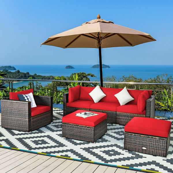 Durable rattan and sturdy steel materials are used to ensure a long lifespan <br>Thick and soft cushions for comfortable (pillows not included) <br>Removable and washable cushion cover with zipper <br>Free and flexible combination to meet your different n