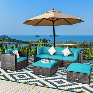 Durable rattan and sturdy steel materials are used to ensure a long lifespan <br>Thick and soft cushions for comfortable (pillows not included) <br>Removable and washable cushion cover with zipper <br>Free and flexible combination to meet your different n