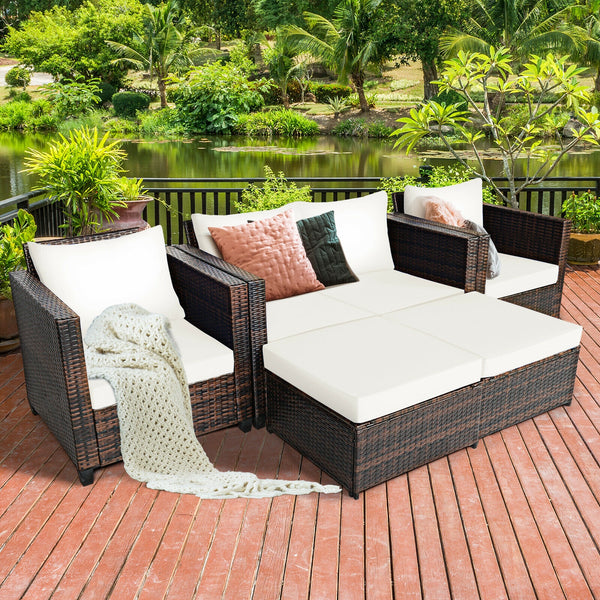 Durable and weather-resistant material can be used for a long time<br>Sturdy frame ensures strong stability and large bearing capacity<br>Removable cushion cover with zipper makes it convenient to clean<br>Soft sponge cushions and pillows provide more com