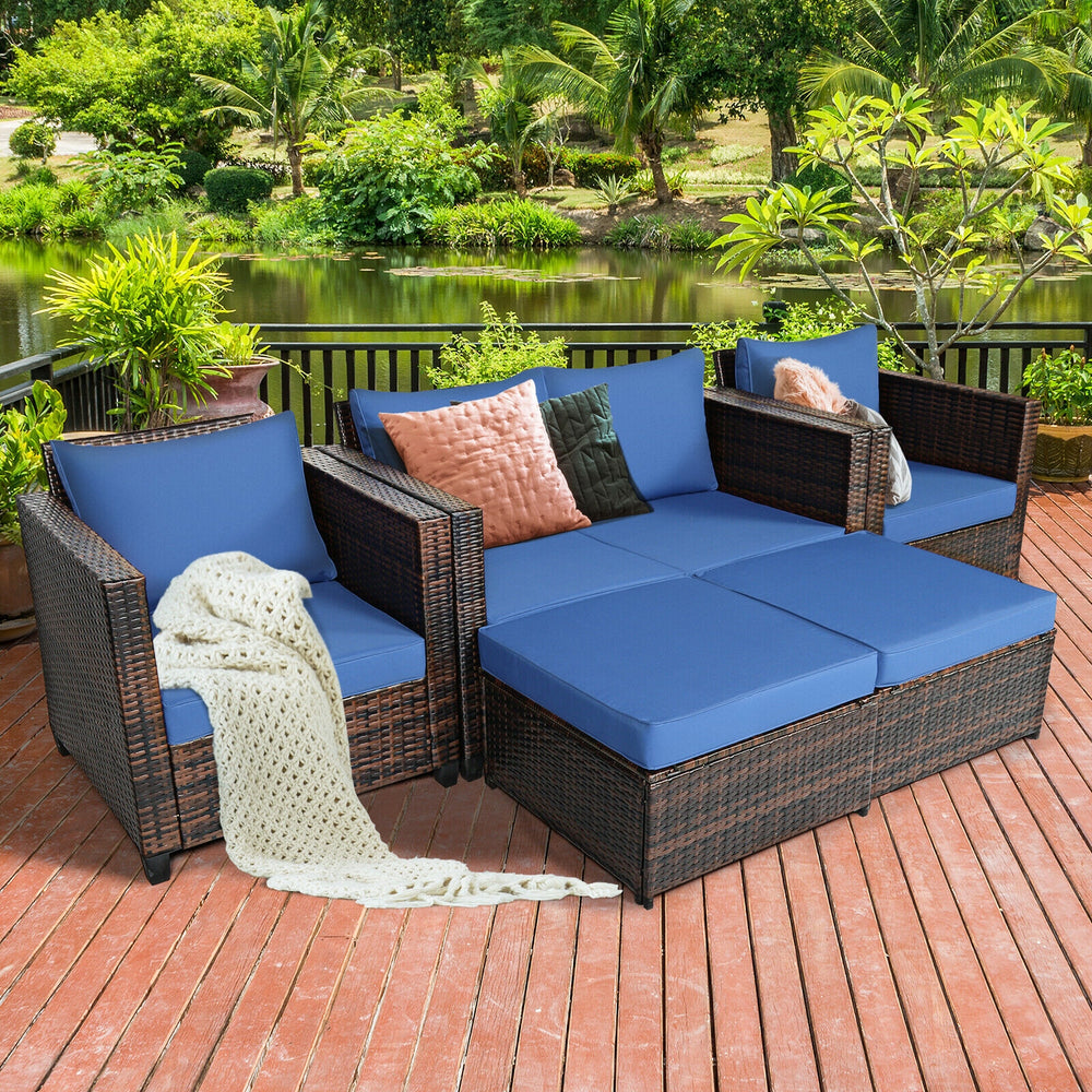 Durable and weather-resistant material can be used for a long time<br>Sturdy frame ensures strong stability and large bearing capacity<br>Removable cushion cover with zipper makes it convenient to clean<br>Soft sponge cushions and pillows provide more com