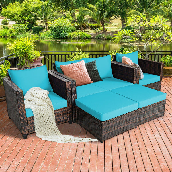 Durable and weather-resistant material can be used for a long time<br>Sturdy frame ensures strong stability and large bearing capacity<br>Removable cushion cover with zipper makes it convenient to clean<br>Soft sponge cushions and pillows provide more com