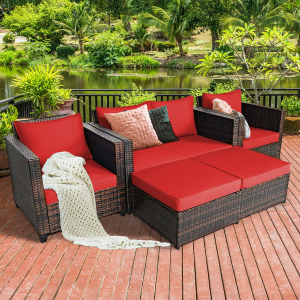 Durable and weather-resistant material can be used for a long time<br>Sturdy frame ensures strong stability and large bearing capacity<br>Removable cushion cover with zipper makes it convenient to clean<br>Soft sponge cushions and pillows provide more com