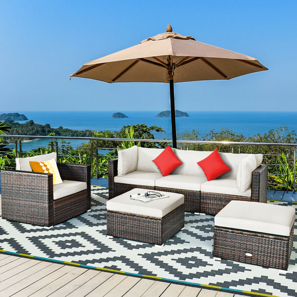 Durable rattan and sturdy steel materials are used to ensure a long lifespan <br>Thick and soft cushions for comfortable (pillows not included) <br>Removable and washable cushion cover with zipper <br>Free and flexible combination to meet your different n
