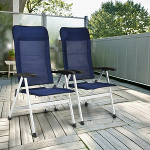 The outdoor chair is designed to provide you great comfort and relaxation. Made of high-quality aluminum and iron  this chair features an outstanding sturdiness and a strong weight-bearing capacity of 300lbs. Â  The chair has 7 levels of the adjustable ba
