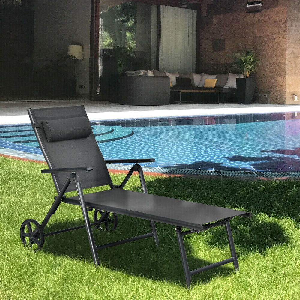 This patio lounge chair will offer you a comfortable using experience. Â  7 adjustable backrest positions are provided for you to choose  so you can do whatever you want on the lounge chair. And the anti-rust aluminum frame with sturdy triangle structure 