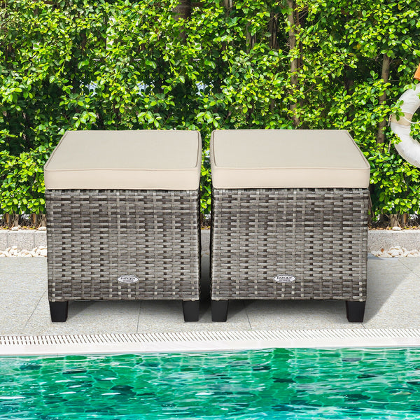 Â Can be used as additional seats with comfortable seat cushions<br>Â Ropes for keeping seat cushions with ottomans tightly<br>Â Serves as footstools for combining with other outdoor furniture<br>Â Waterproof and removable cushion covers for easy maintena