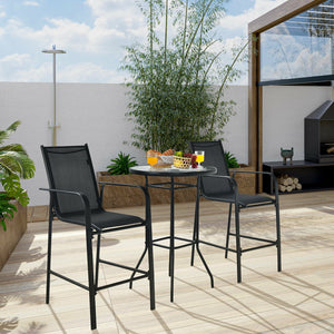 High quality tempered glass tabletop is studier and safer to use Water-wave surface adds a touch of elegance to your outdoors Breathable fabric for cool sitting experience even in the hot summer Brings ultimate comfort with comfortable armrests and footre