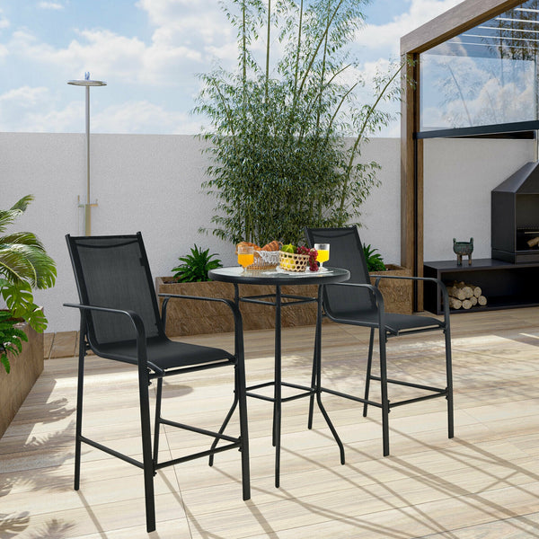 High quality tempered glass tabletop is studier and safer to use Water-wave surface adds a touch of elegance to your outdoors Breathable fabric for cool sitting experience even in the hot summer Brings ultimate comfort with comfortable armrests and footre