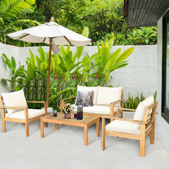 Made of solid acacia wood with FSC certification  superior durable<br>Thick and cozy cushion provides ultimate comfortable<br>Detachable cushions and waterproof for outdoor use<br>Freely DIY the furnish  for an optimal new look<br>Spend time with your fam