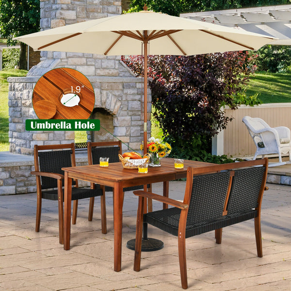 4 piece design for eating delicious dinner together<br>Stores the loveseat and 2 chairs under the table for space-saving<br>Ergonomic loveseat and 2 armchairs for maximum comfort<br>Accommodates different foods with ease thanks to its large tabletop<br>1.
