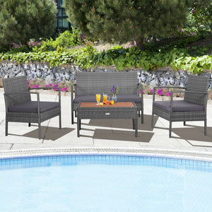 Including 2 single sofas  1 loveseat and 1 coffee table <br>Suitable for poolside  backyard  deck  garden  etc. <br>Ergonomic seat with soft cushions for extra comfort <br>Zippered design ensures easy removal and maintenance <br>Waterproof cushion cover r
