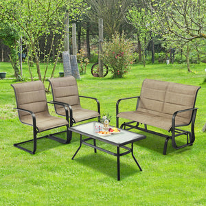 Create a cozy space to entertain your beloved family and friends with this 4-piece outdoor patio furniture set! Â  Based on your available space  this 4-piece patio conversation set provides 4 different combinations for you to select. Besides  you can als