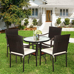These stacking chairs are a great addition to different outdoor places  such as poolside  garden  backyard and patio  etc. Â  Are you bothered to find a comfortable outdoor furniture set? These set of 4 outdoor rattan dining chairs are the perfect solutio