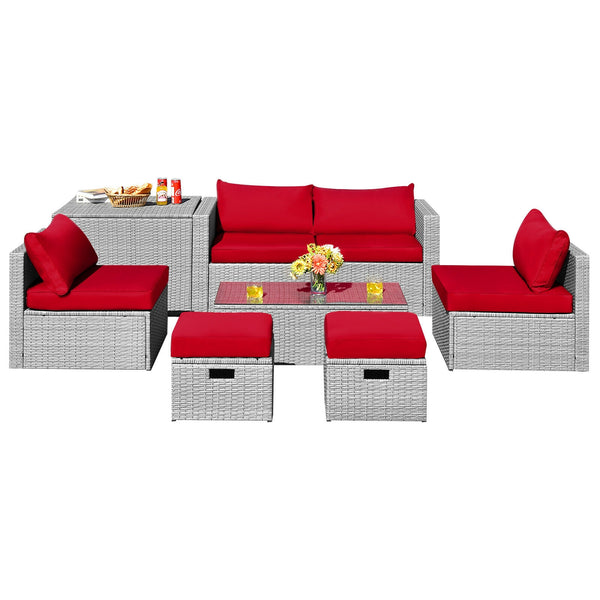 The full set comes in 4 separate packages  which might not arrive on the same day<br>8-piece seat for more creative combinations<br>Fetch different belongings with ease because of the practical coffee table<br>Sturdier and safer to use with high quality t