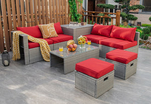 The full set comes in 4 separate packages  which might not arrive on the same day<br>8-piece seat for more creative combinations<br>Fetch different belongings with ease because of the practical coffee table<br>Sturdier and safer to use with high quality t