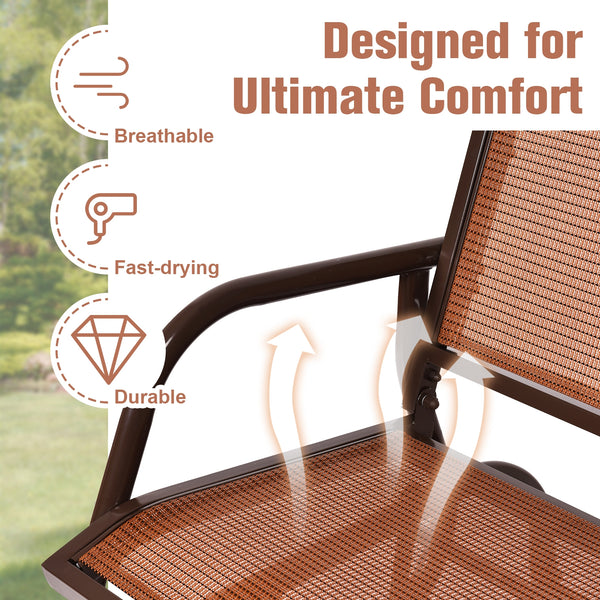 Made of solid steel which is rust-proof and waterproof for longer use <br>Breathable and durable fabric for comfortable seating experience <br>Smooth and gentle gliding system to make you relax <br>Can be placed on the ground steadily with stable base <br