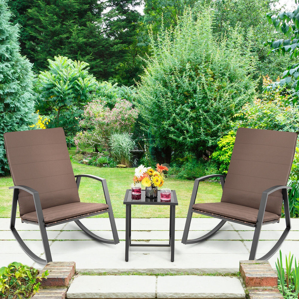 Made of high quality PE rattan and rustproof steel frame  this patio furniture set ensures long-lasting use and requires simple maintenance. Â  Comes with a breathable seat cushion with straps  you can fix or remove it easily. It is worth mentioning that 