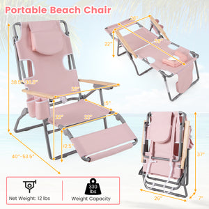 3-in-1 design: suitable for full flat sunbathing  lounging  or sitting<br>The face and arm holes allow for reading books or playing mobile while sunbathing<br>Comes with a detachable pillow  a footrest  and wood armrests for enhanced comfort<br>Equipped w