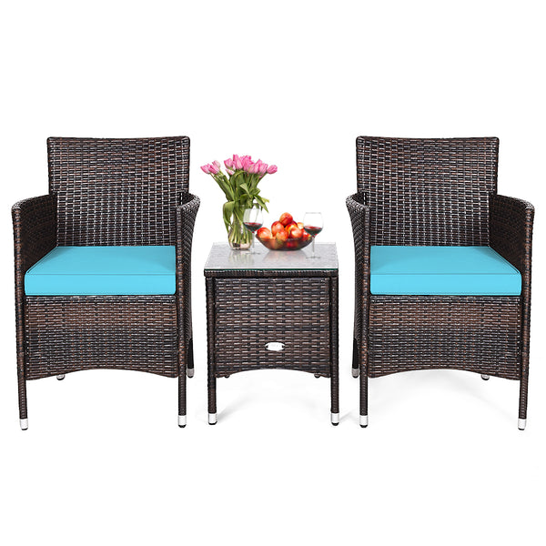 This item includes 2 rattan chairs(with cushions)  a coffee table and instruction<br>Rattan chair with comfortable cushions  adds elegance and practicality<br>The ergonomic armrest and the cradle-shape seat provide a relaxing zone<br>A coffee table with t