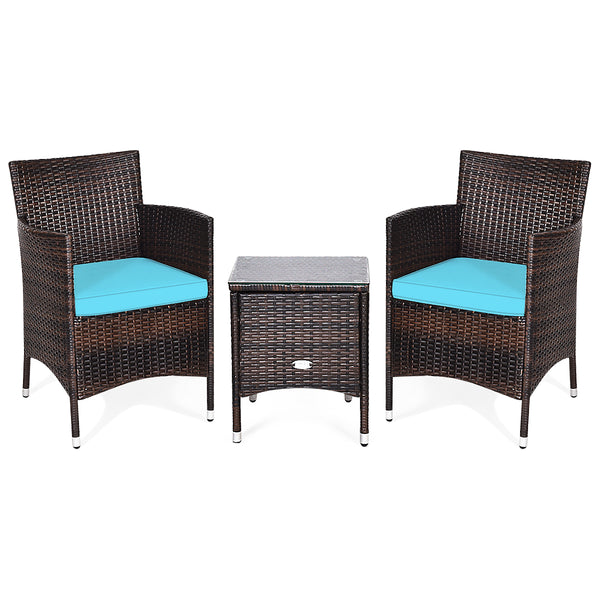 This item includes 2 rattan chairs(with cushions)  a coffee table and instruction<br>Rattan chair with comfortable cushions  adds elegance and practicality<br>The ergonomic armrest and the cradle-shape seat provide a relaxing zone<br>A coffee table with t