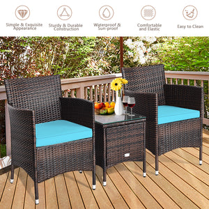 This item includes 2 rattan chairs(with cushions)  a coffee table and instruction<br>Rattan chair with comfortable cushions  adds elegance and practicality<br>The ergonomic armrest and the cradle-shape seat provide a relaxing zone<br>A coffee table with t