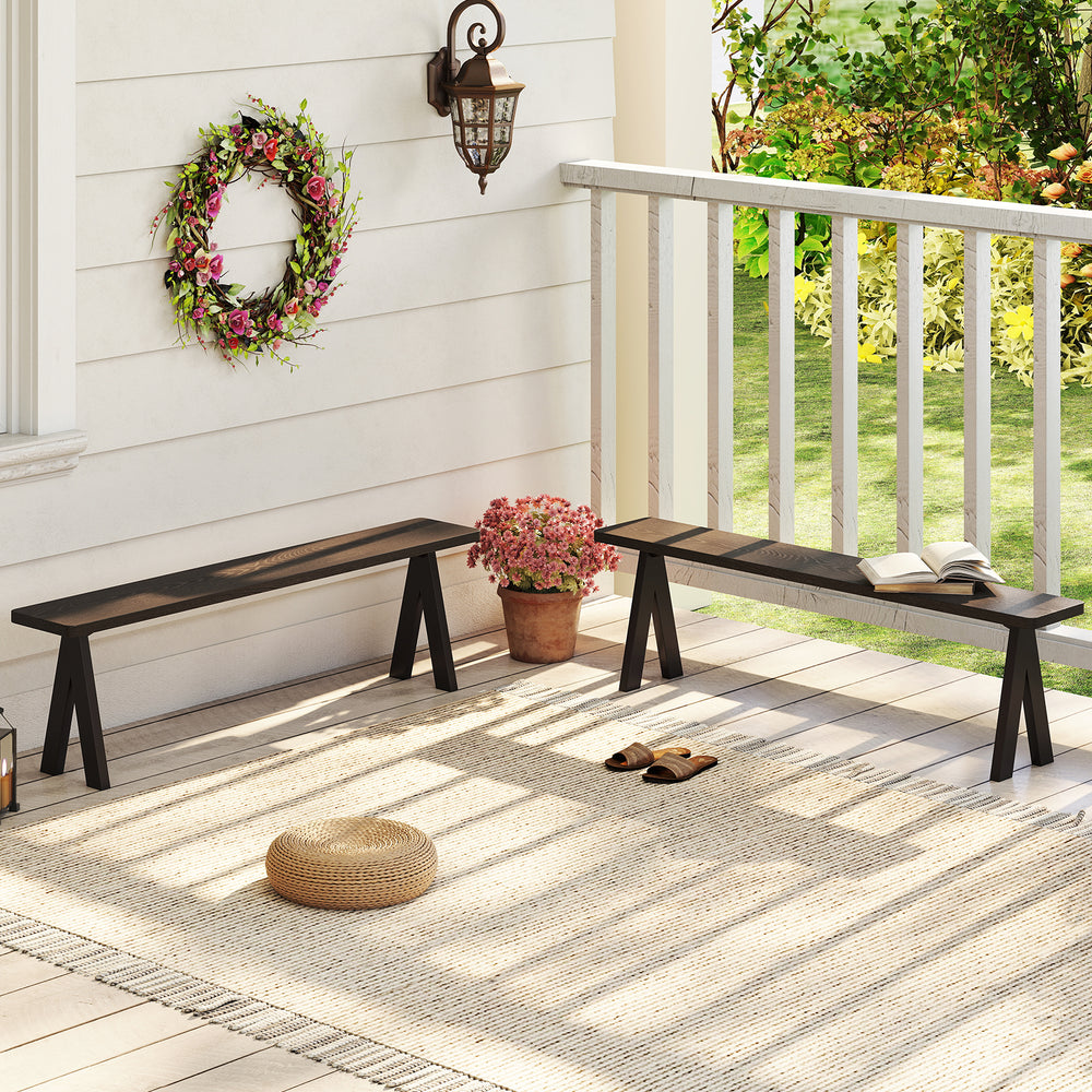 Premium zinc-iron alloy and galvanized iron ensure rustproof performance<br>Each bench features a reinforced triangular structure<br>This design supports up to 800 lbs  offering stable and reliable seating<br>The 59-inch long seating area comfortably fits