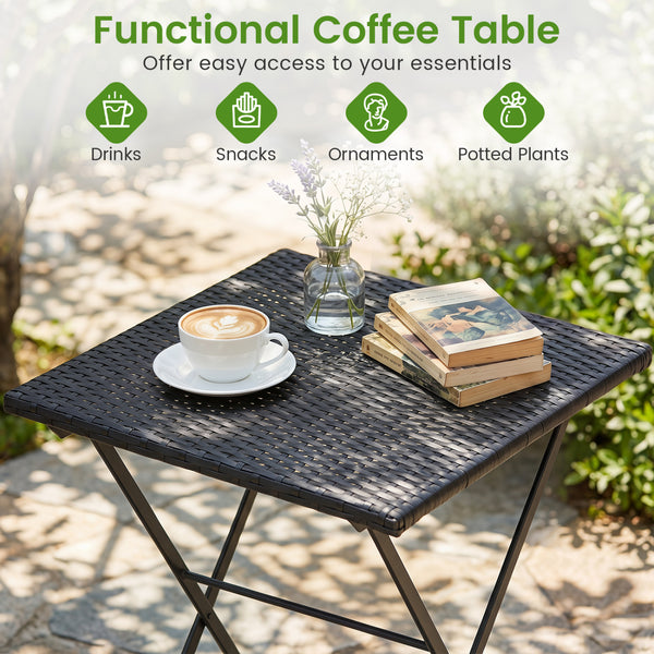 Functional coffee table with ample surface for drinks snacks and decorations<br>Ergonomic inclined backrest on each chair for proper lumbar support<br>Sturdy X-shaped metal frame ensuring stability and durability<br>Non-slip foot pads prevent movement on 