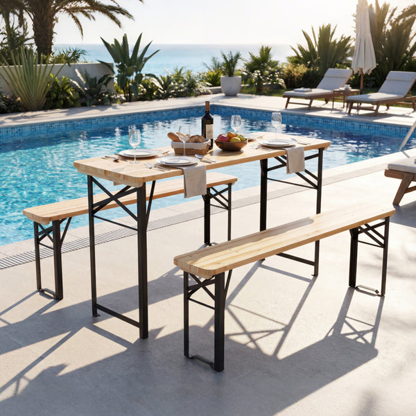 Solid fir wood for long-lasting durability and natural beauty<br>Allow for smooth touch and easy cleaning with splinter-free surface<br>Ensure stable and reliable support with sturdy metal frame<br>Reinforced X-shaped structure for additional stability<br
