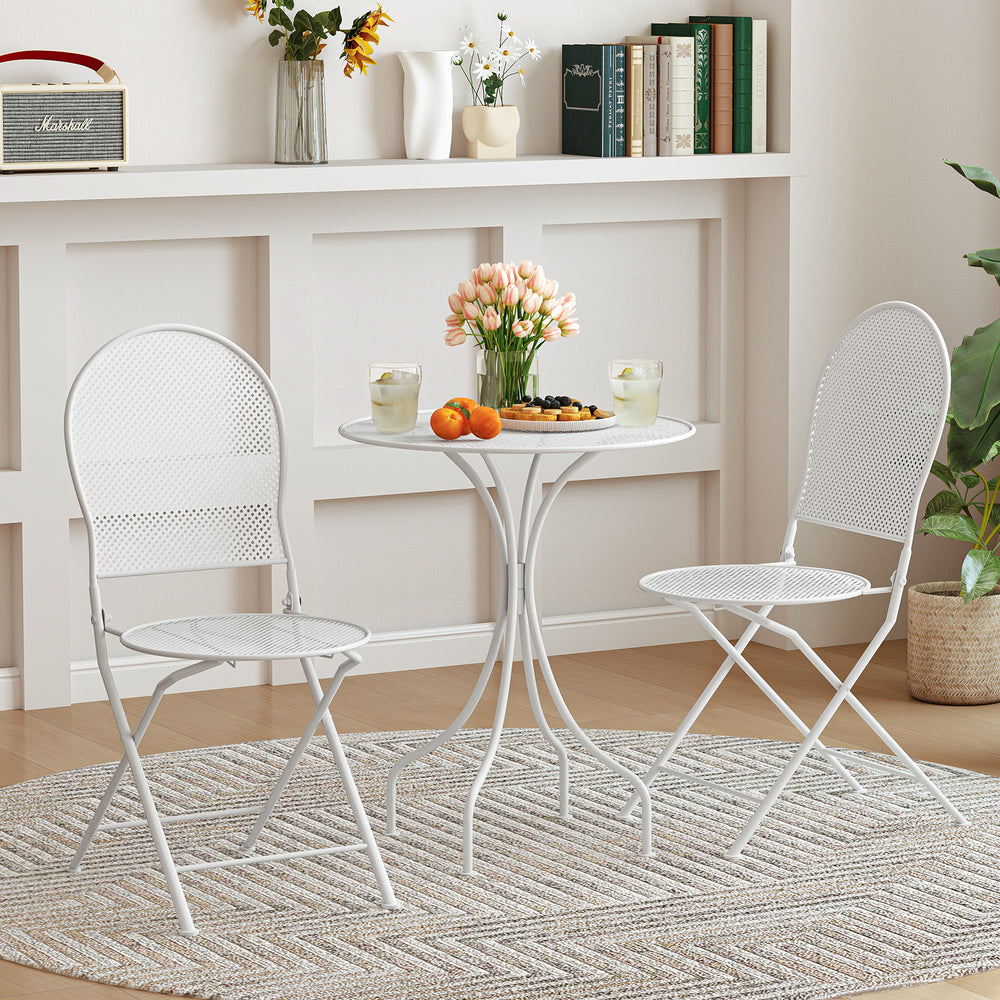 Crafted with a powder-coated metal frame for enhanced durability<br>Supports up to 330 lbs per chair  110 lbs for the table<br>Curved table legs provide robust support and stability<br>Chairs feature a sturdy X-shaped structure for optimal support<br>Ergo