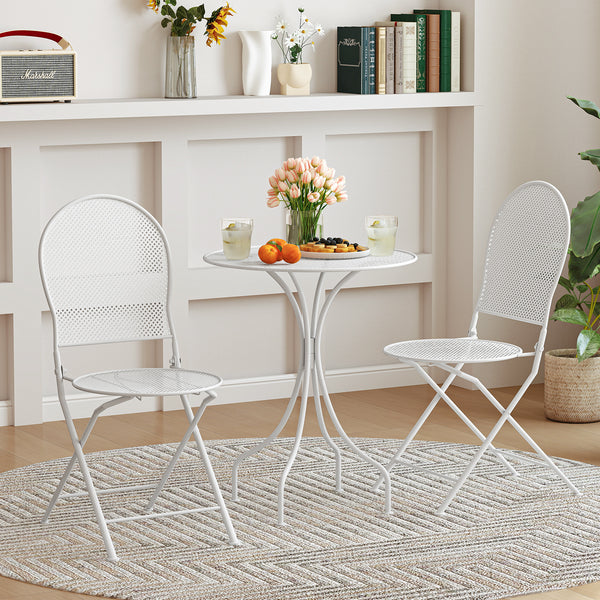 Crafted with a powder-coated metal frame for enhanced durability<br>Supports up to 330 lbs per chair  110 lbs for the table<br>Curved table legs provide robust support and stability<br>Chairs feature a sturdy X-shaped structure for optimal support<br>Ergo