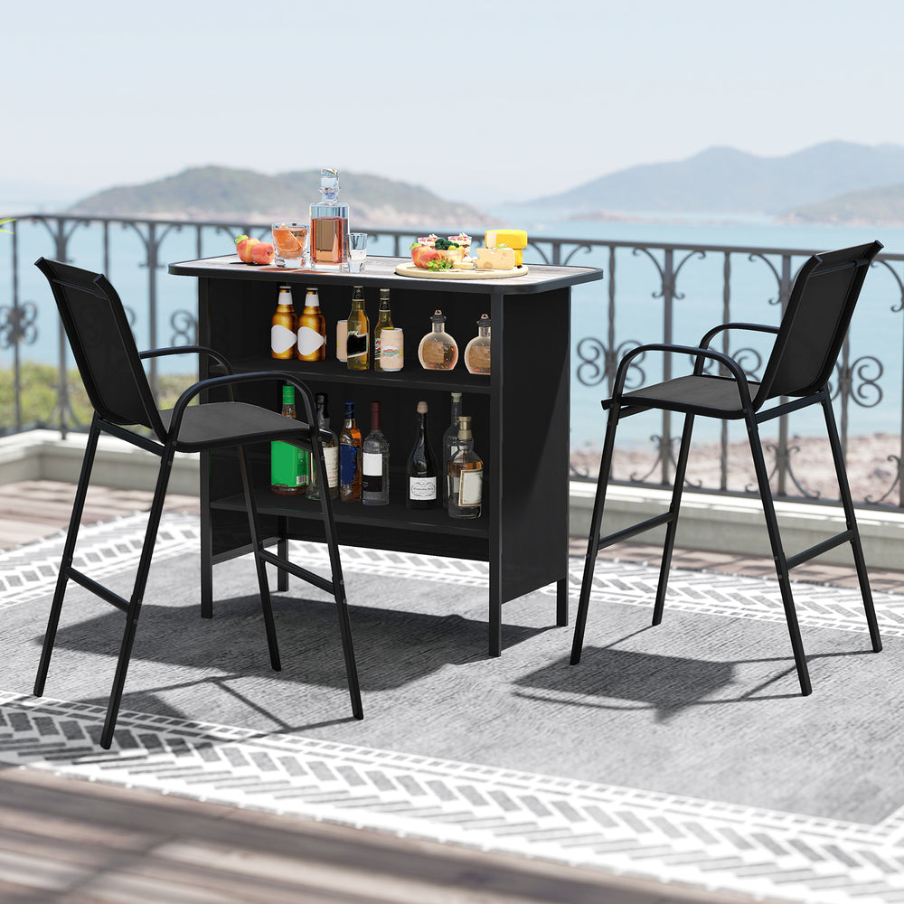 Large tabletop and 2-tier shelves for ample storage space<br>Anti-fading and sunproof seat fabric for long-lasting breathability<br>Comfortable to sit with ergonomic backrest  armrests  seat and footrest<br>Sturdy back support rod for higher stability<br>