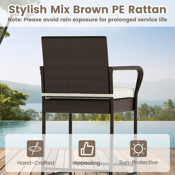 Made of hand-woven PE wicker for extended elegance<br>Inclined backrest  curved armrests and cozy footrest for relaxation<br>Soft cushions with elastic sponge fillings for more comfort<br>Smooth zippers make cushion covers easy to remove and clean<br>Fixi