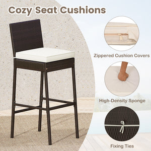 Made of hand-woven PE wicker for extended elegance<br>Inclined backrest and cozy footrest for relaxation<br>Soft cushions with elastic sponge fillings for more comfort<br>Smooth zippers make cushion covers easy to remove and clean<br>Fixing ties keep the 