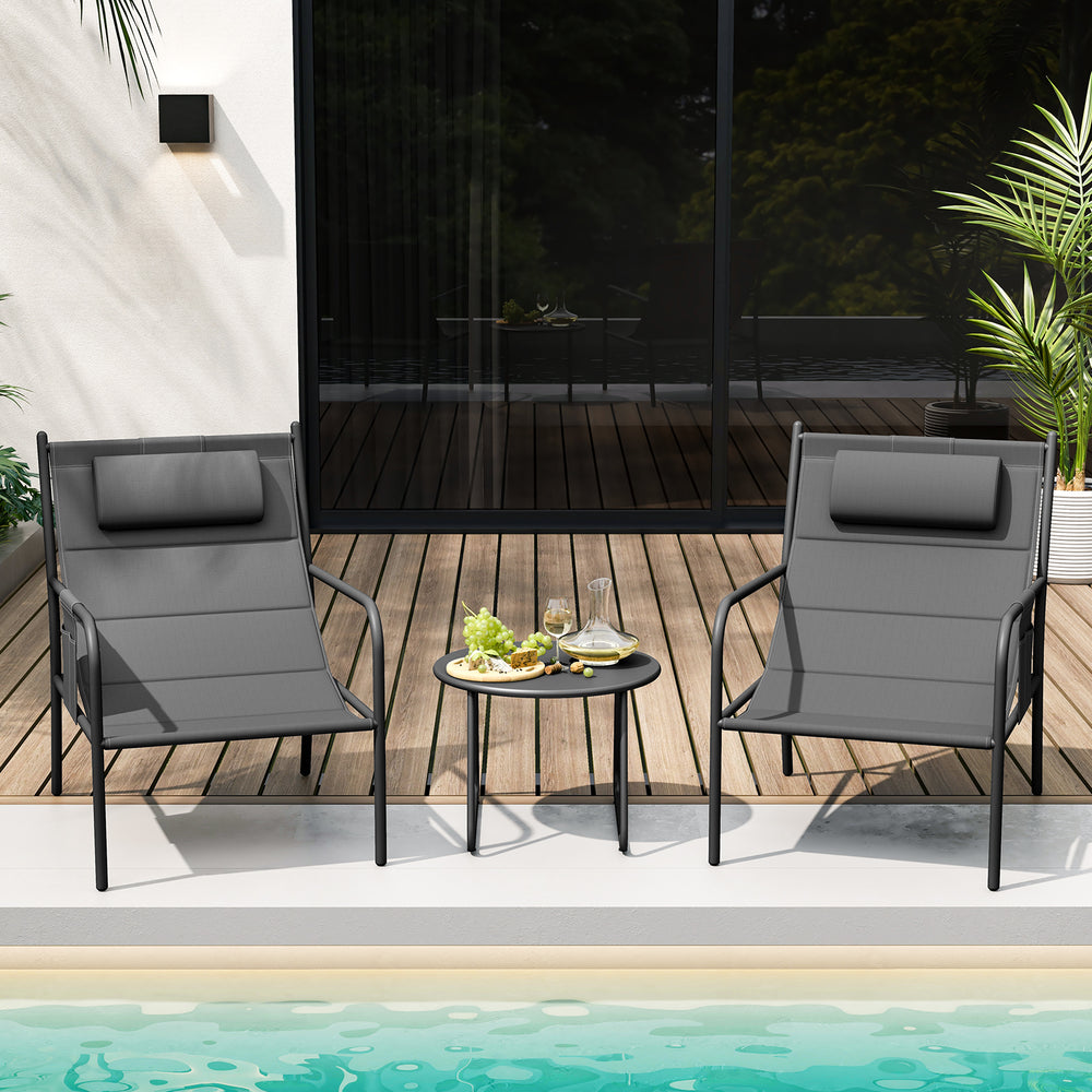 Contoured seat design makes you fully relaxed<br>Elastic headrests enhance comfort  detachable when unused<br>Sponge-filled seats ensure optimal coziness<br>Skin-friendly and breathable seat fabric increases comfort<br>Heavy-duty metal frame offers great 